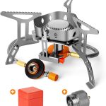 Odoland 3500W/6800W Windproof Camp Stove Camping Gas Stove with Fuel Canister Adapter, Piezo Ignition, Carry Case, Portable Collapsible Stove Burner for Outdoor Backpacking Hiking and Picnic